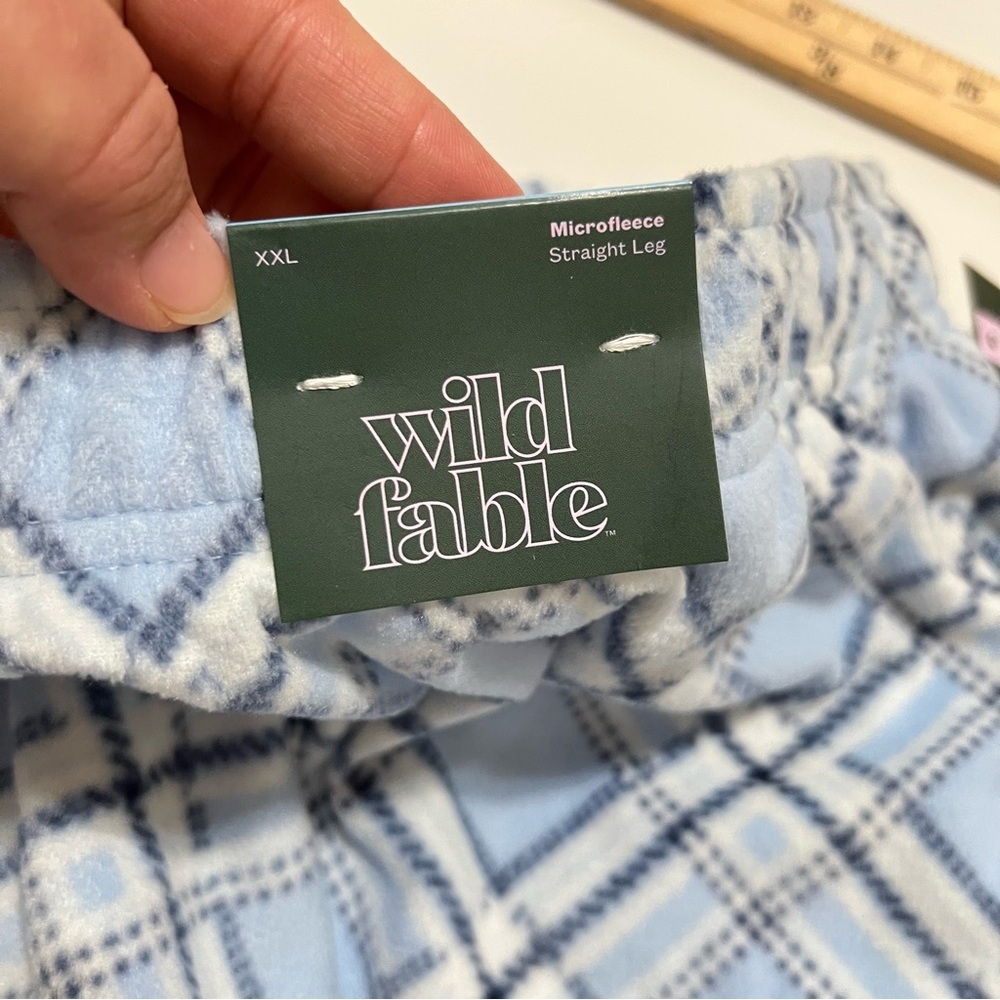 NWT wild fable Women's Microfleece Straight Legs Pajama Pants- Blue Plaid XXL - Picture 10 of 12